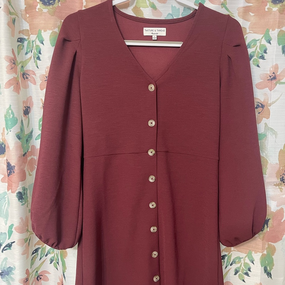 Madewell Texture & Thread Crepe Balloon-Sleeve Dress